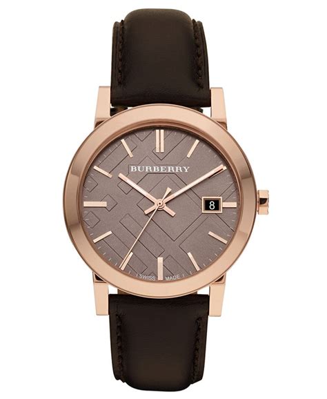 burberry watch men's swiss smooth brown leather|Burberry Men's Swiss Chronograph The City Brown Leather .